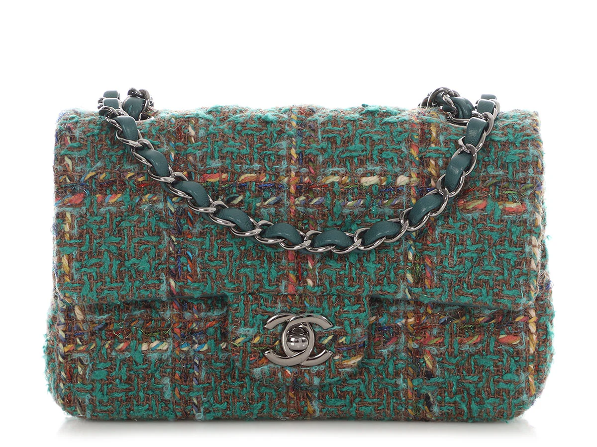 Chanel Mini Green Tweed Classic - Image 2