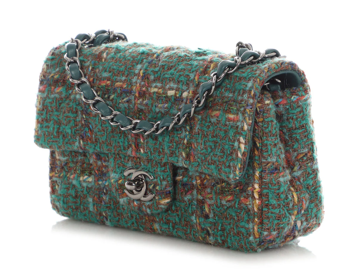 Chanel Mini Green Tweed Classic - Image 5