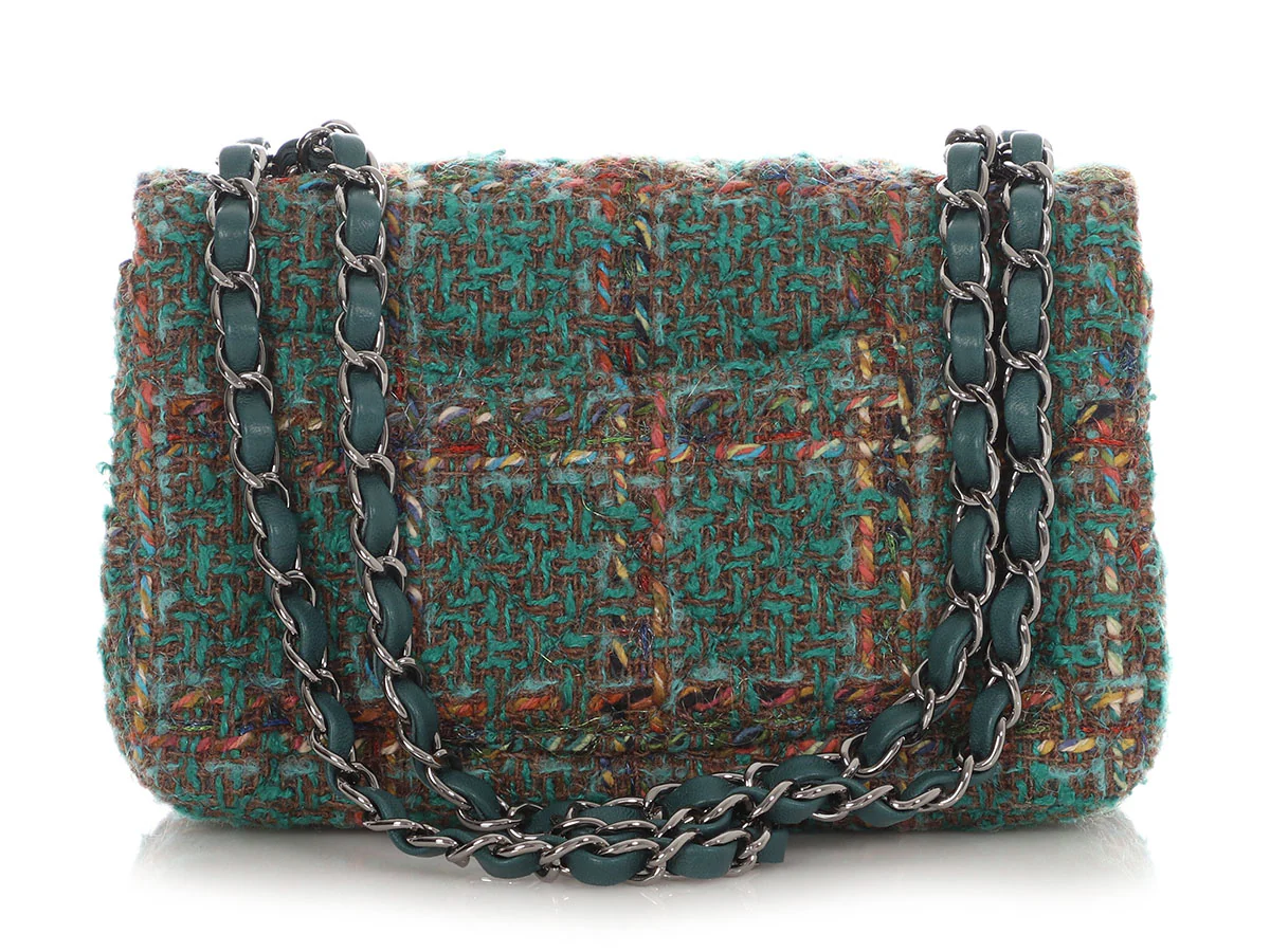 Chanel Mini Green Tweed Classic - Image 6