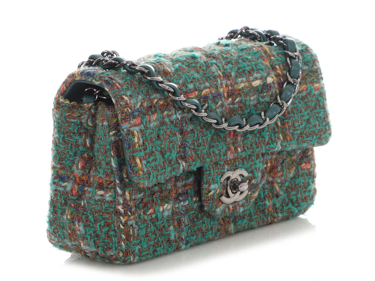 Chanel Mini Green Tweed Classic - Image 7