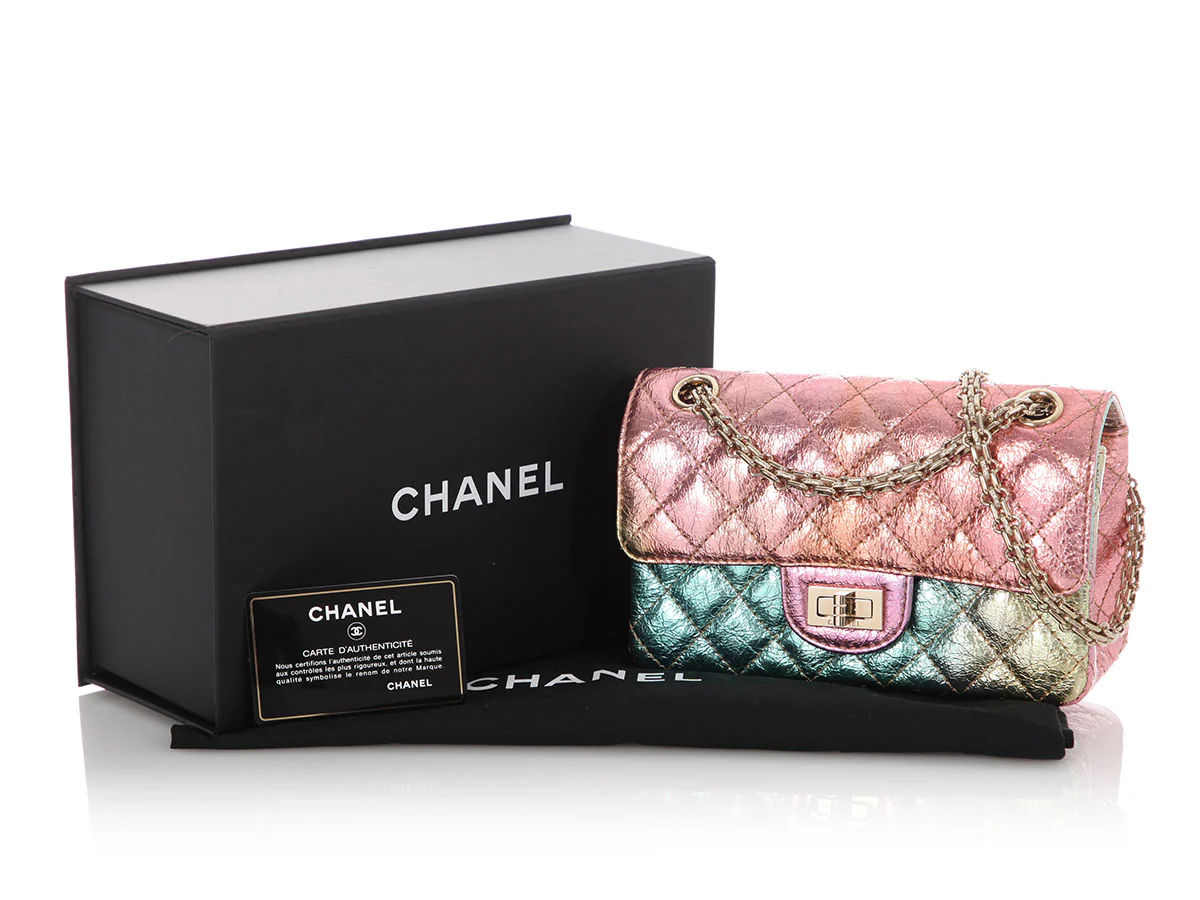 Chanel Mini Rainbow Quilted Metallic Lambskin Reissue - Image 3