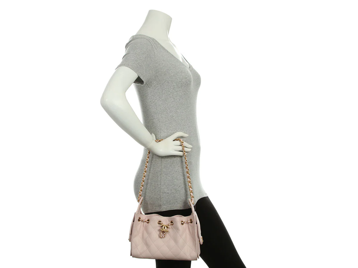 Chanel Mini Rose Clair Caviar 25 Hobo - Image 10