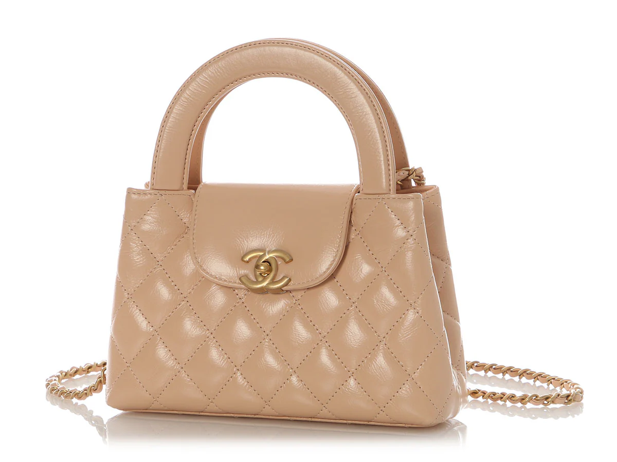 Chanel Nano Beige Quilted Calfskin Kelly Shopper - Image 3