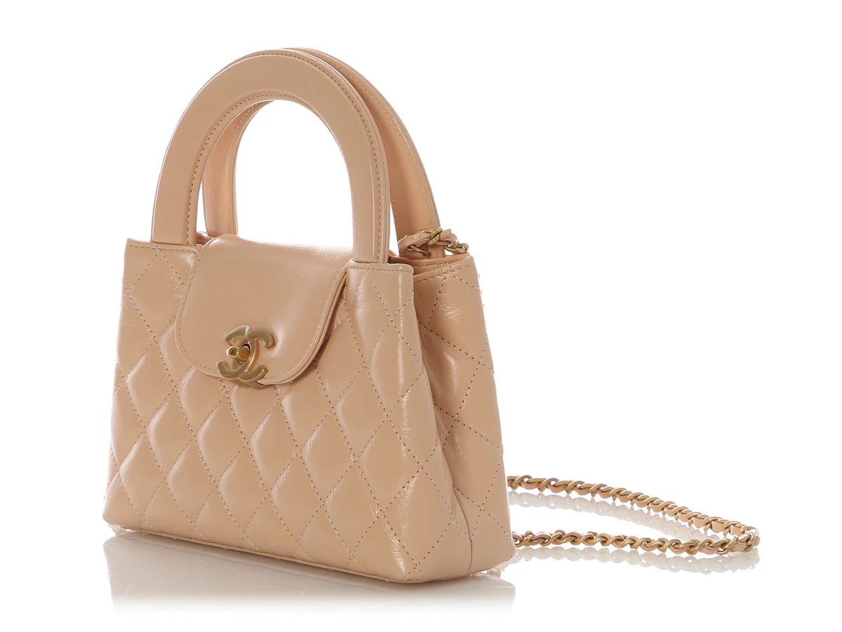 Chanel Nano Beige Quilted Calfskin Kelly Shopper - Image 4