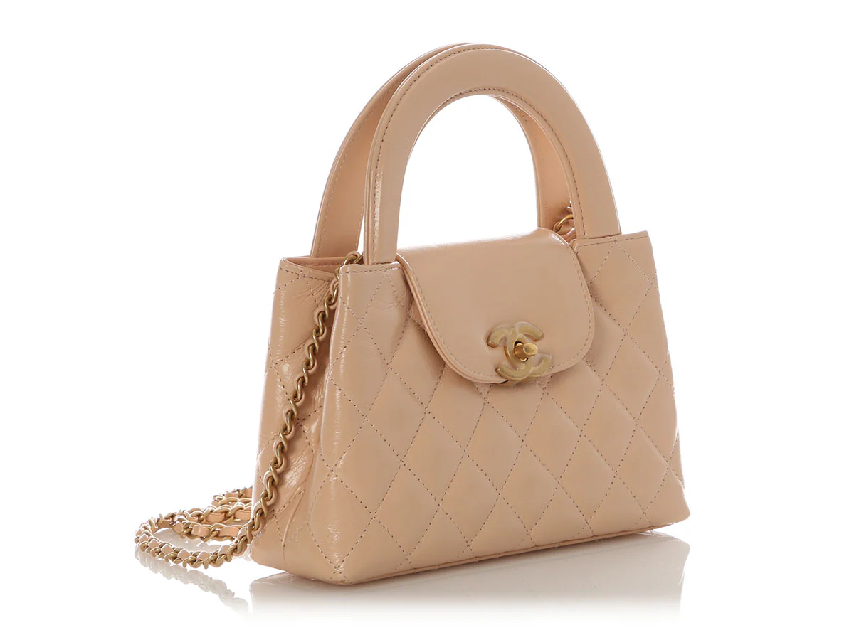 Chanel Nano Beige Quilted Calfskin Kelly Shopper - Image 6