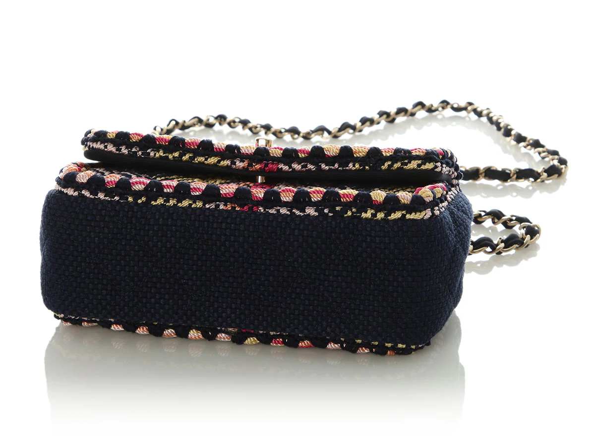 Chanel Mini Navy and Multicolor Woven Flap - Image 7