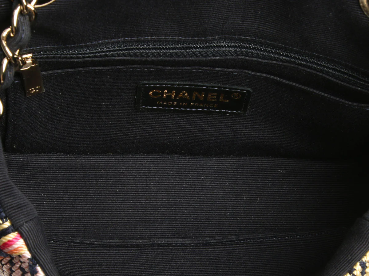 Chanel Mini Navy and Multicolor Woven Flap - Image 9