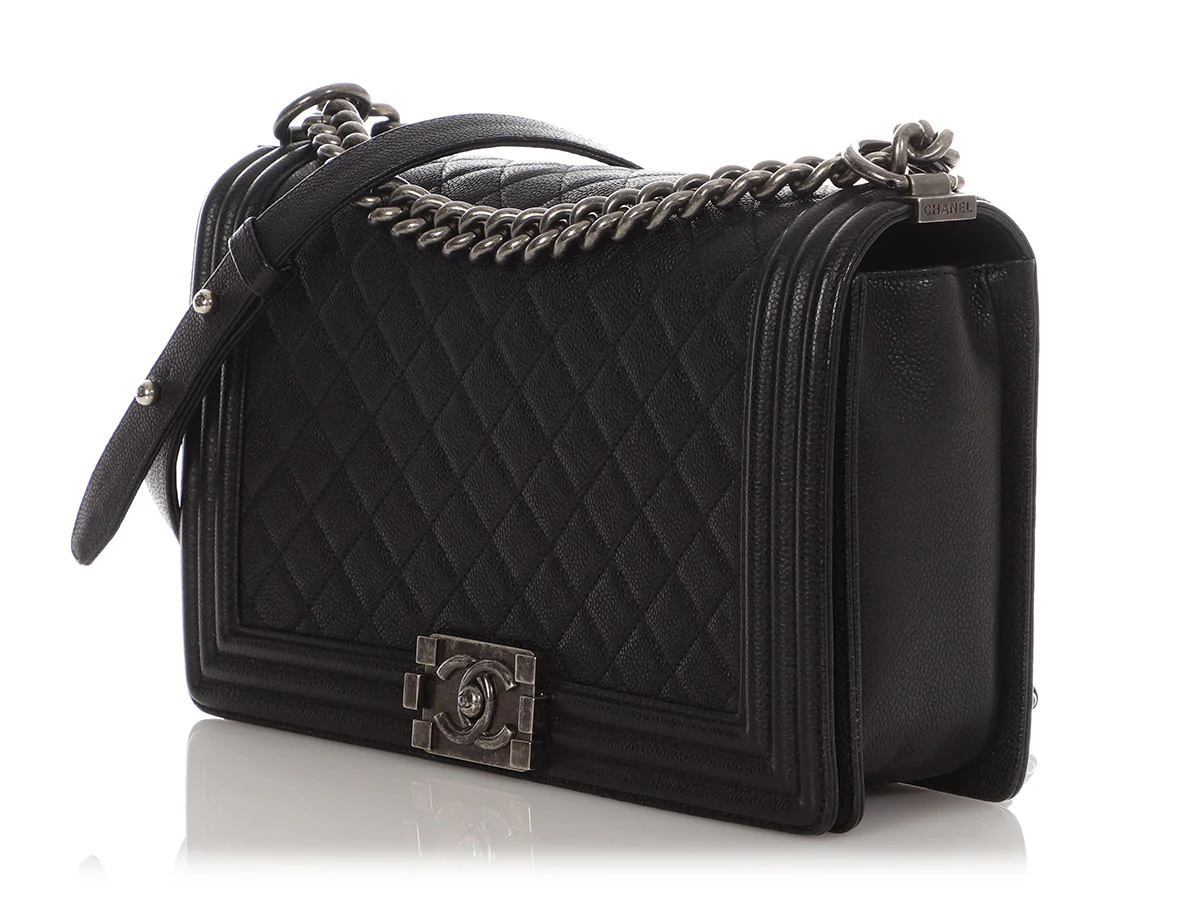 Chanel New Medium Black Quilted Caviar Boy Bag - Image 3