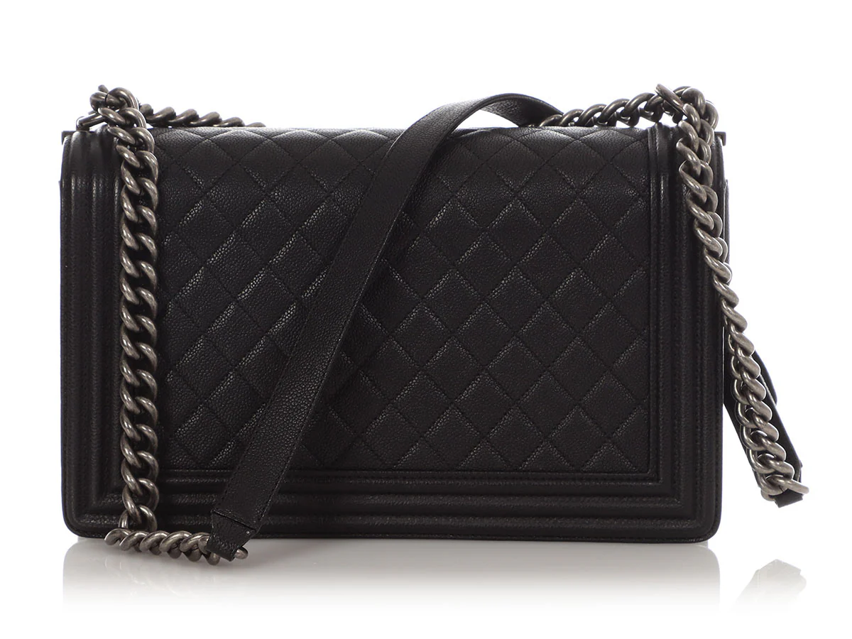 Chanel New Medium Black Quilted Caviar Boy Bag - Image 4