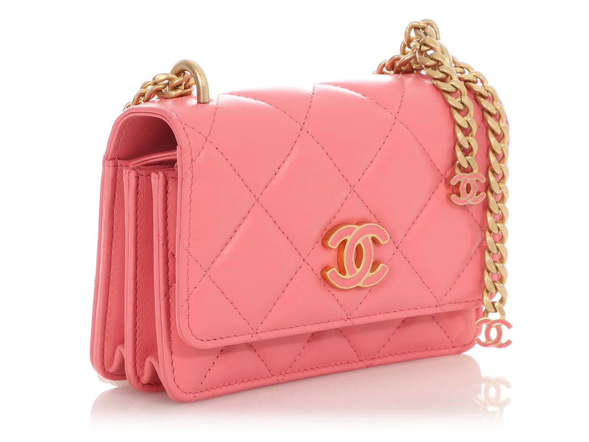 Chanel Pink Quilted Lambskin Pending CC Wallet on Chain WOC - Image 7