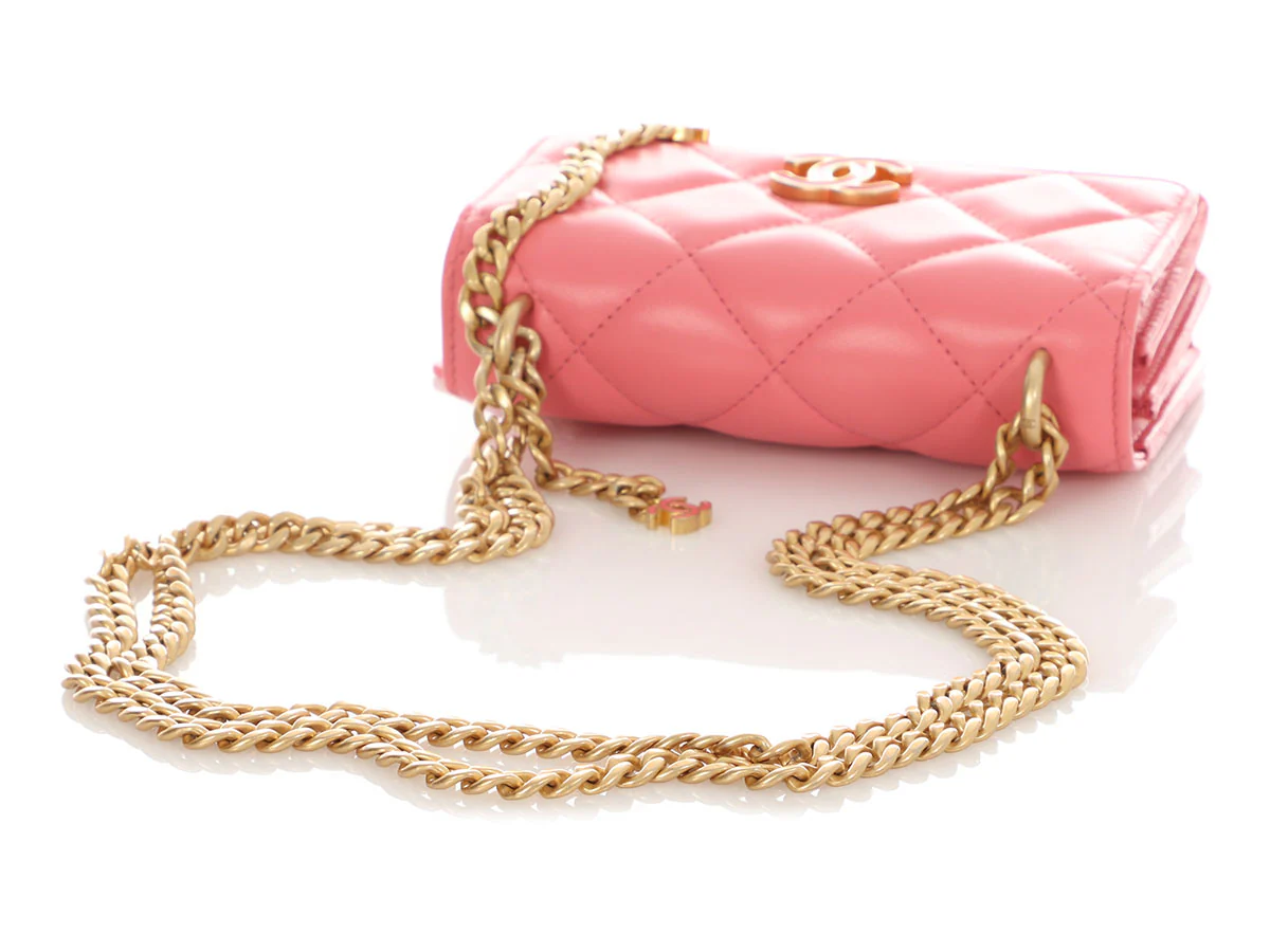 Chanel Pink Quilted Lambskin Pending CC Wallet on Chain WOC - Image 9