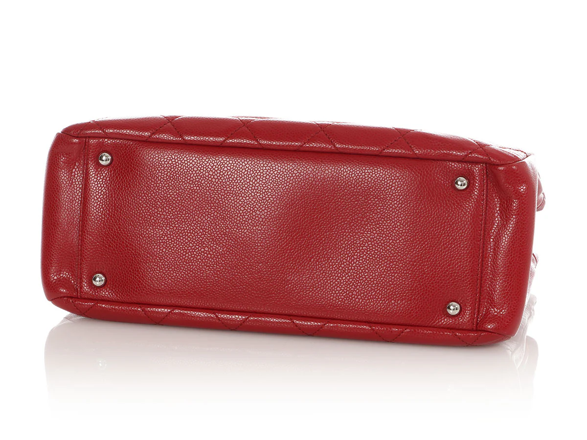 Chanel Red Quilted Caviar Timeless CC Soft Tote - Image 7
