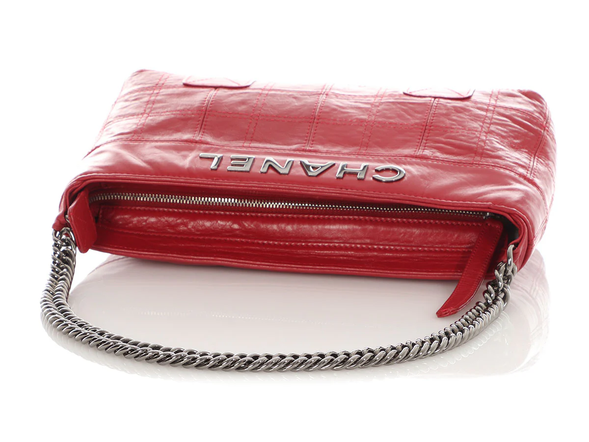 Chanel Red Square-Stitched Lambskin LAX Shoulder Bag - Image 8