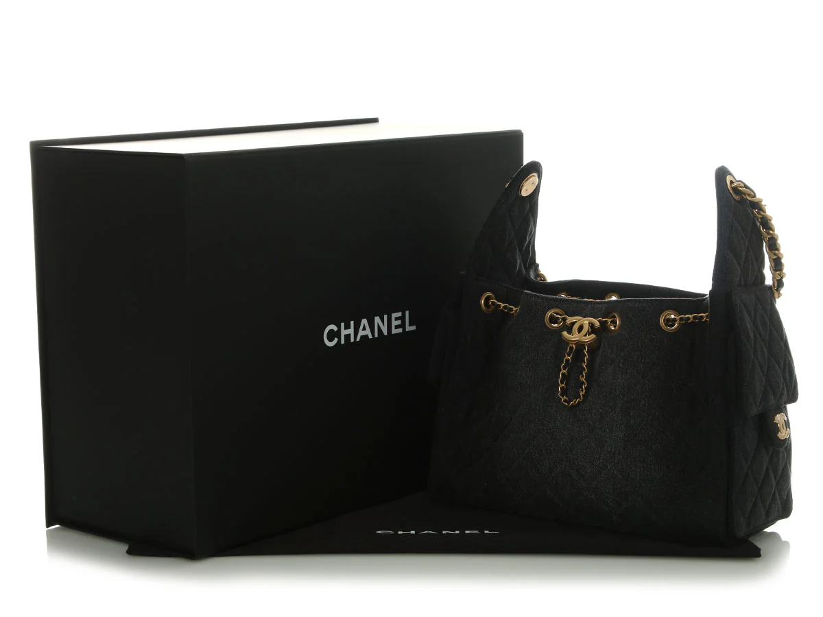 Chanel Small Black Denim 25 Bag - Image 2