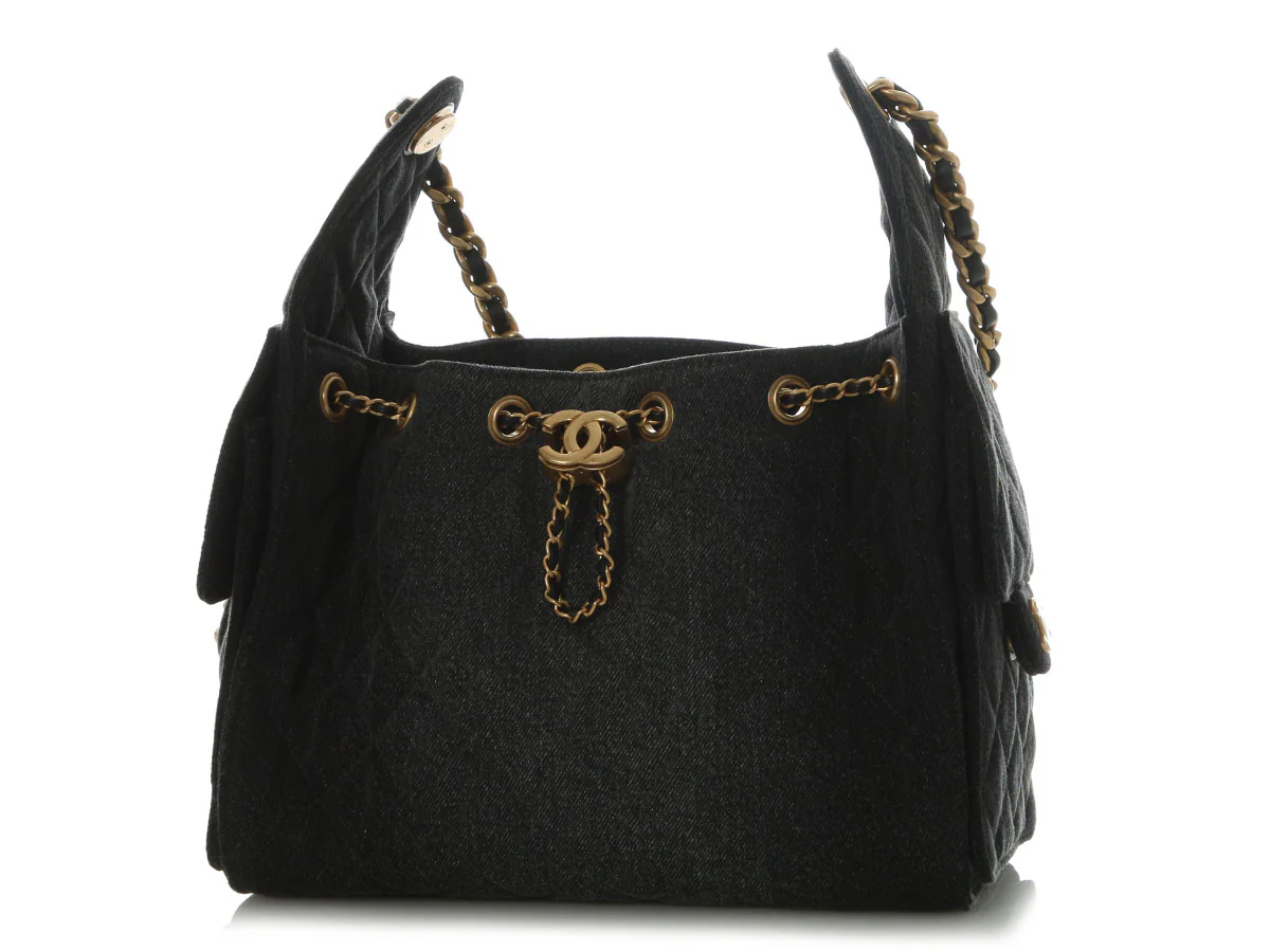 Chanel Small Black Denim 25 Bag - Image 3