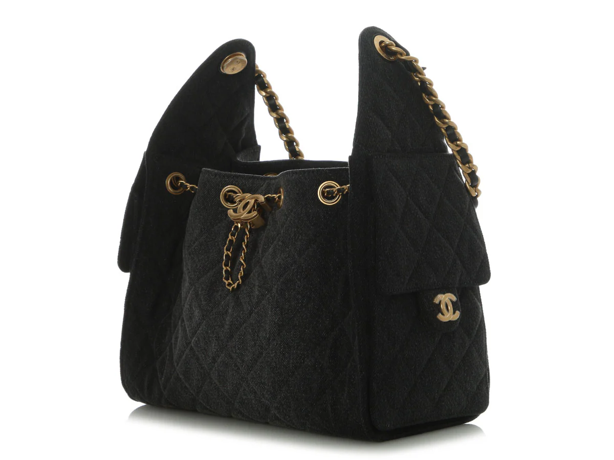 Chanel Small Black Denim 25 Bag - Image 4
