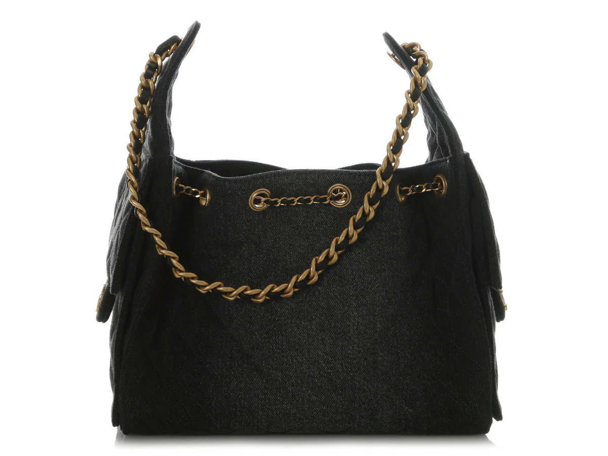Chanel Small Black Denim 25 Bag - Image 5