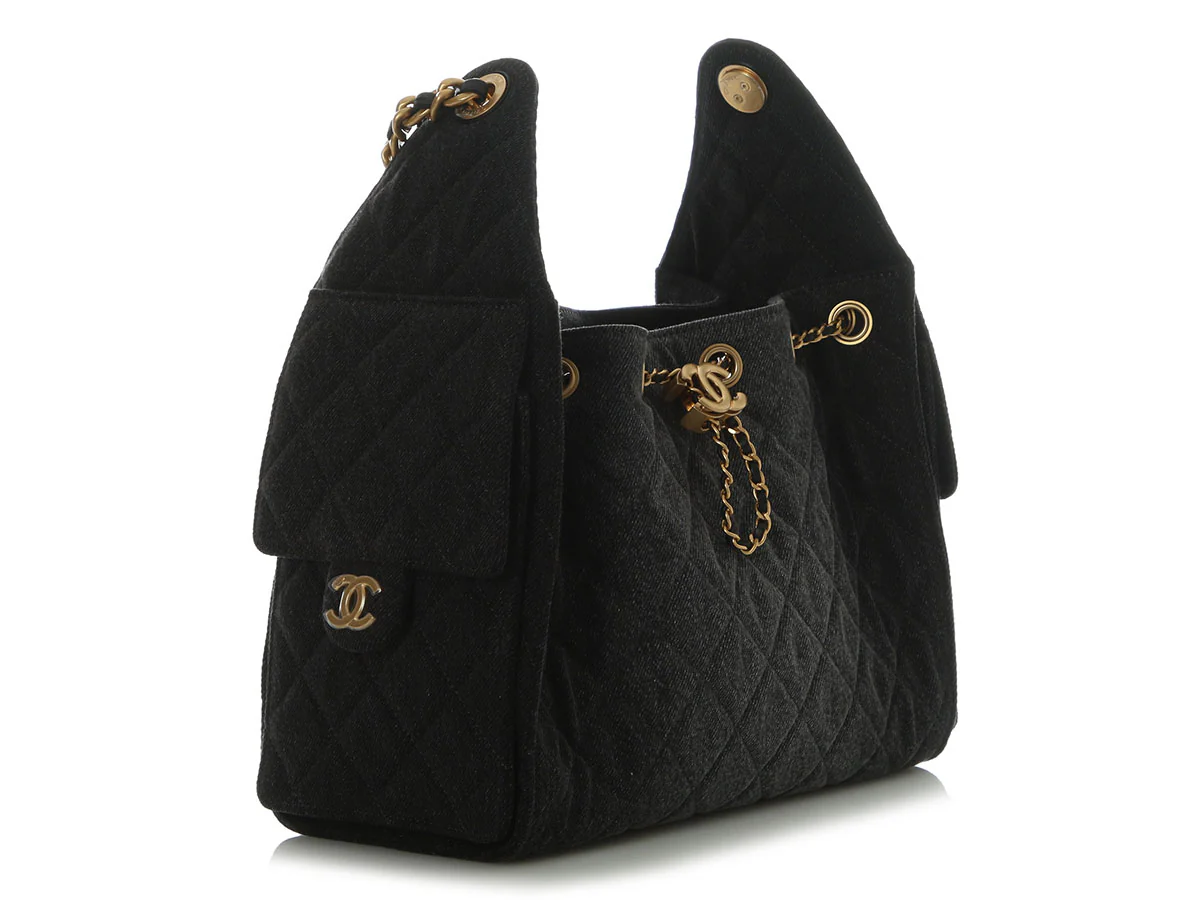 Chanel Small Black Denim 25 Bag - Image 6