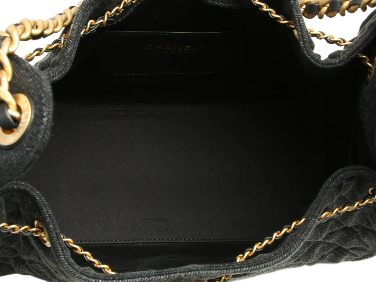 Chanel Small Black Denim 25 Bag - Image 9