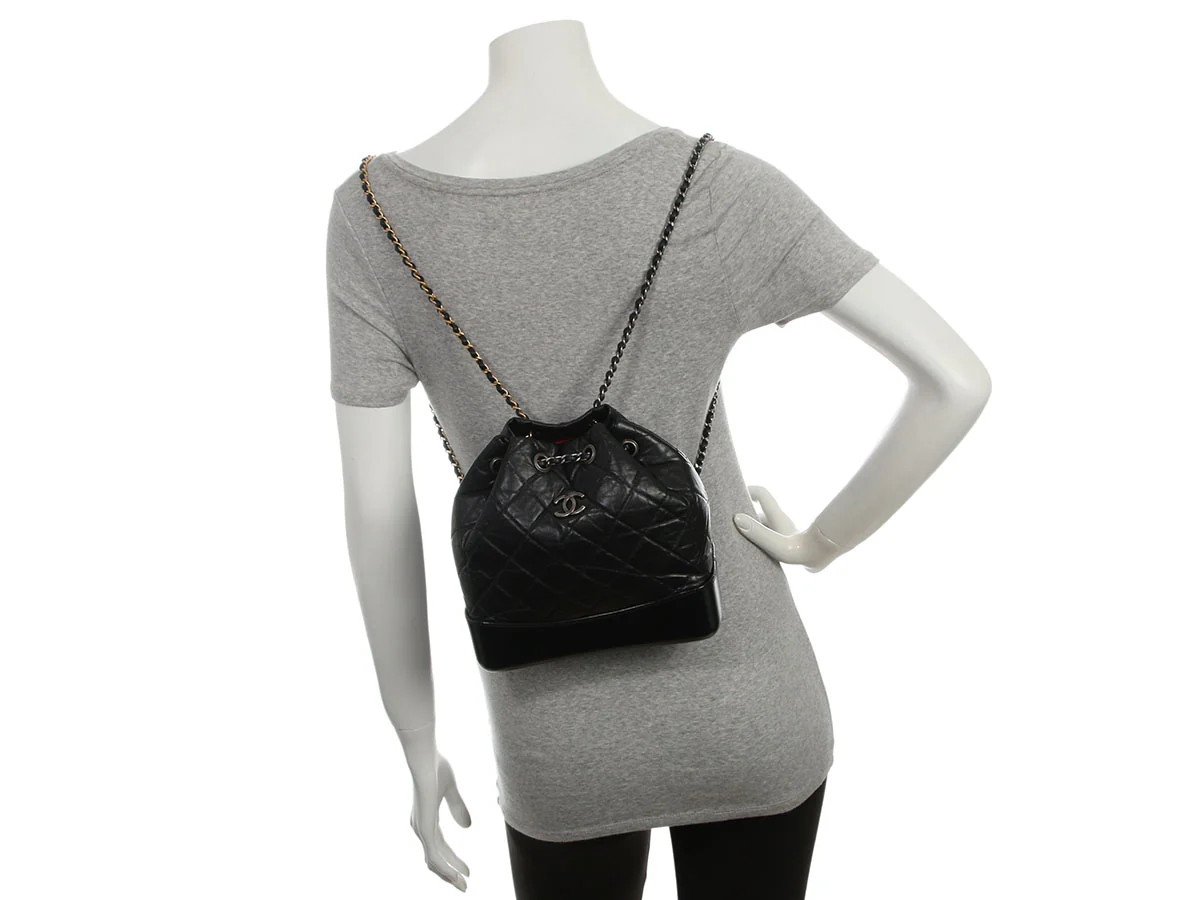 Chanel Small Black Part-Quilted Aged Calfskin Gabrielle Backpack - Image 10