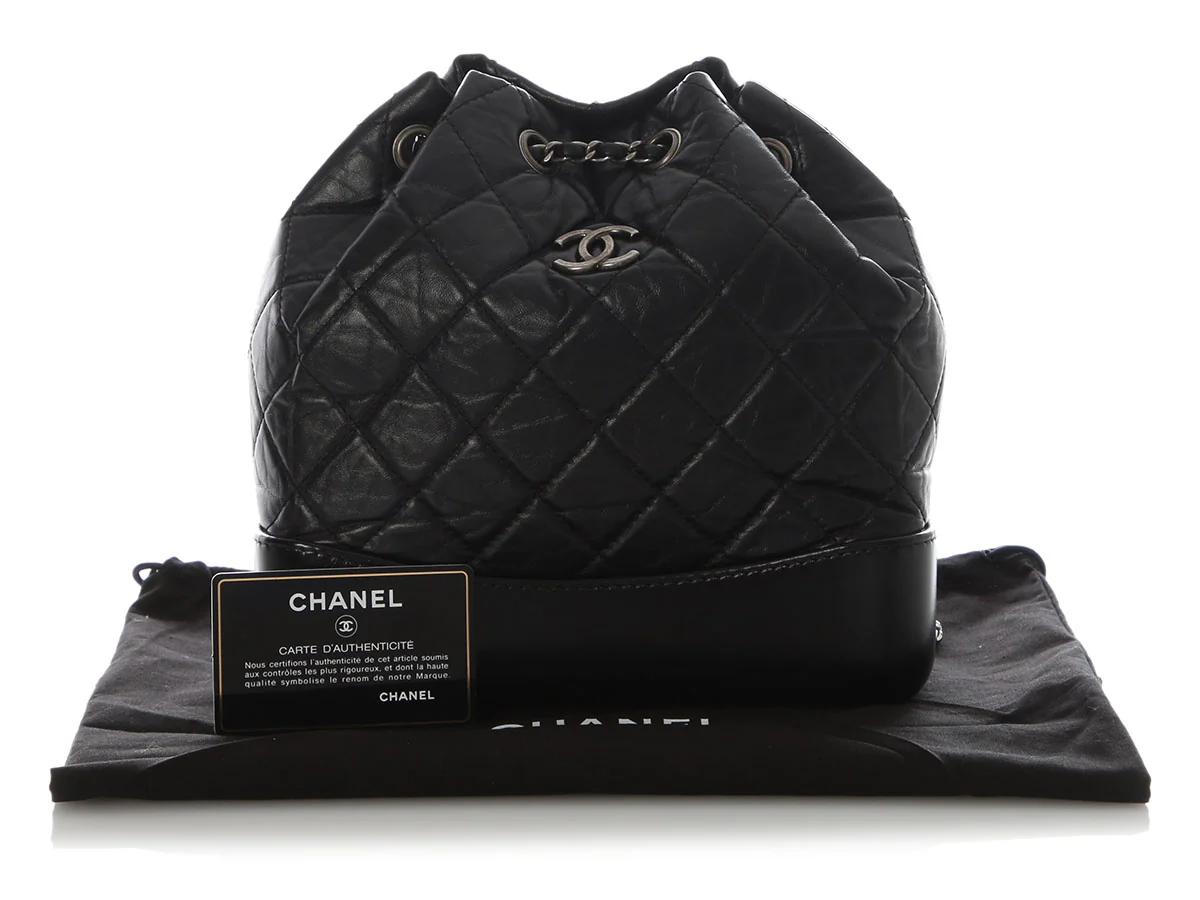 Chanel Small Black Part-Quilted Aged Calfskin Gabrielle Backpack - Image 2