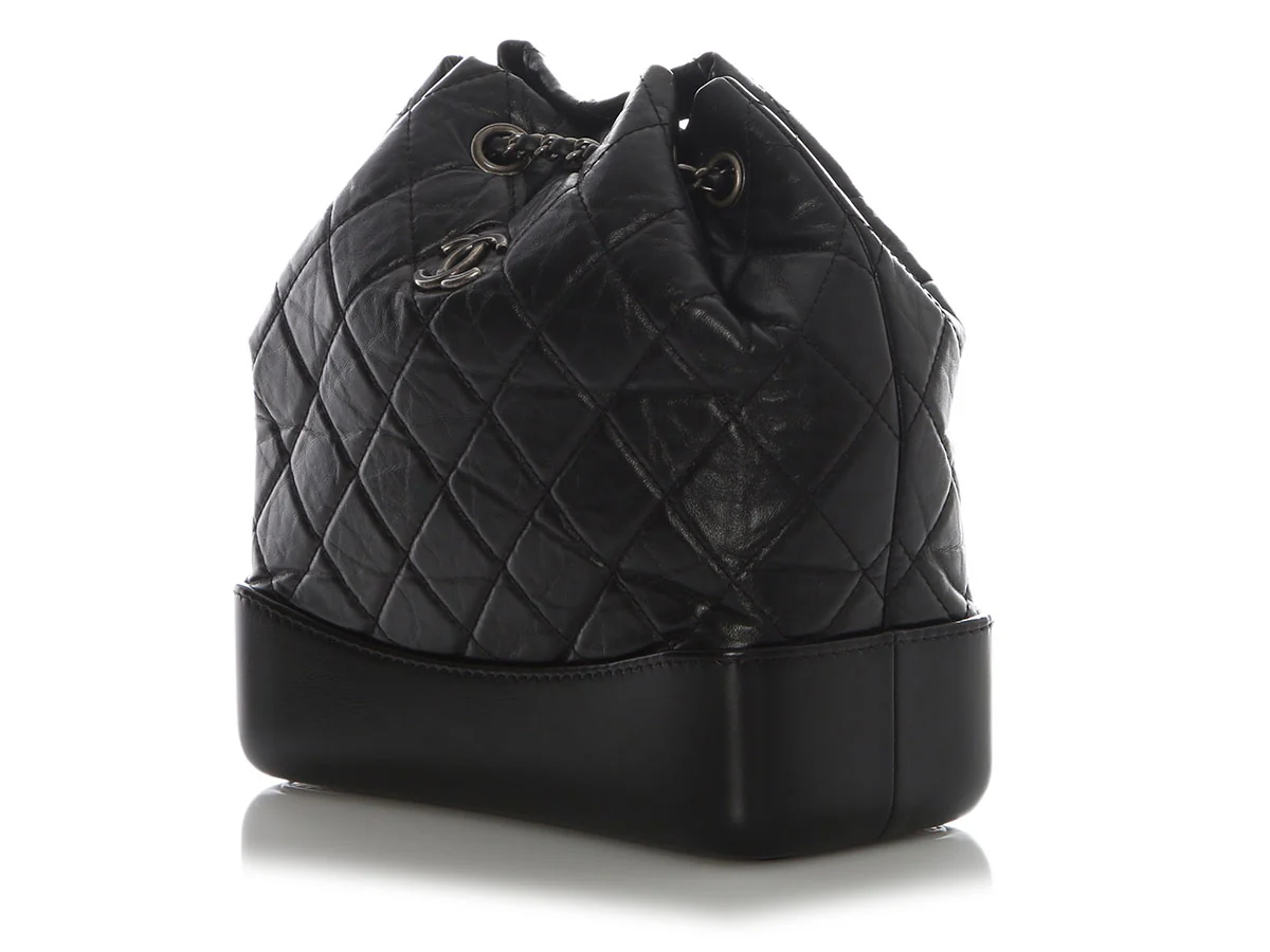 Chanel Small Black Part-Quilted Aged Calfskin Gabrielle Backpack - Image 4