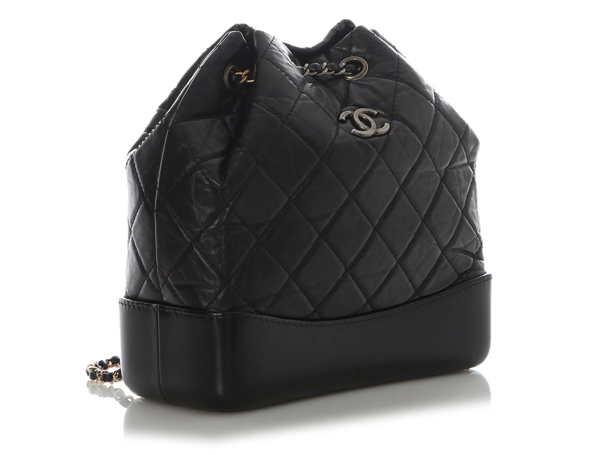 Chanel Small Black Part-Quilted Aged Calfskin Gabrielle Backpack - Image 6