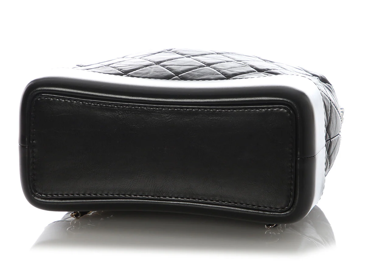 Chanel Small Black Part-Quilted Aged Calfskin Gabrielle Backpack - Image 7