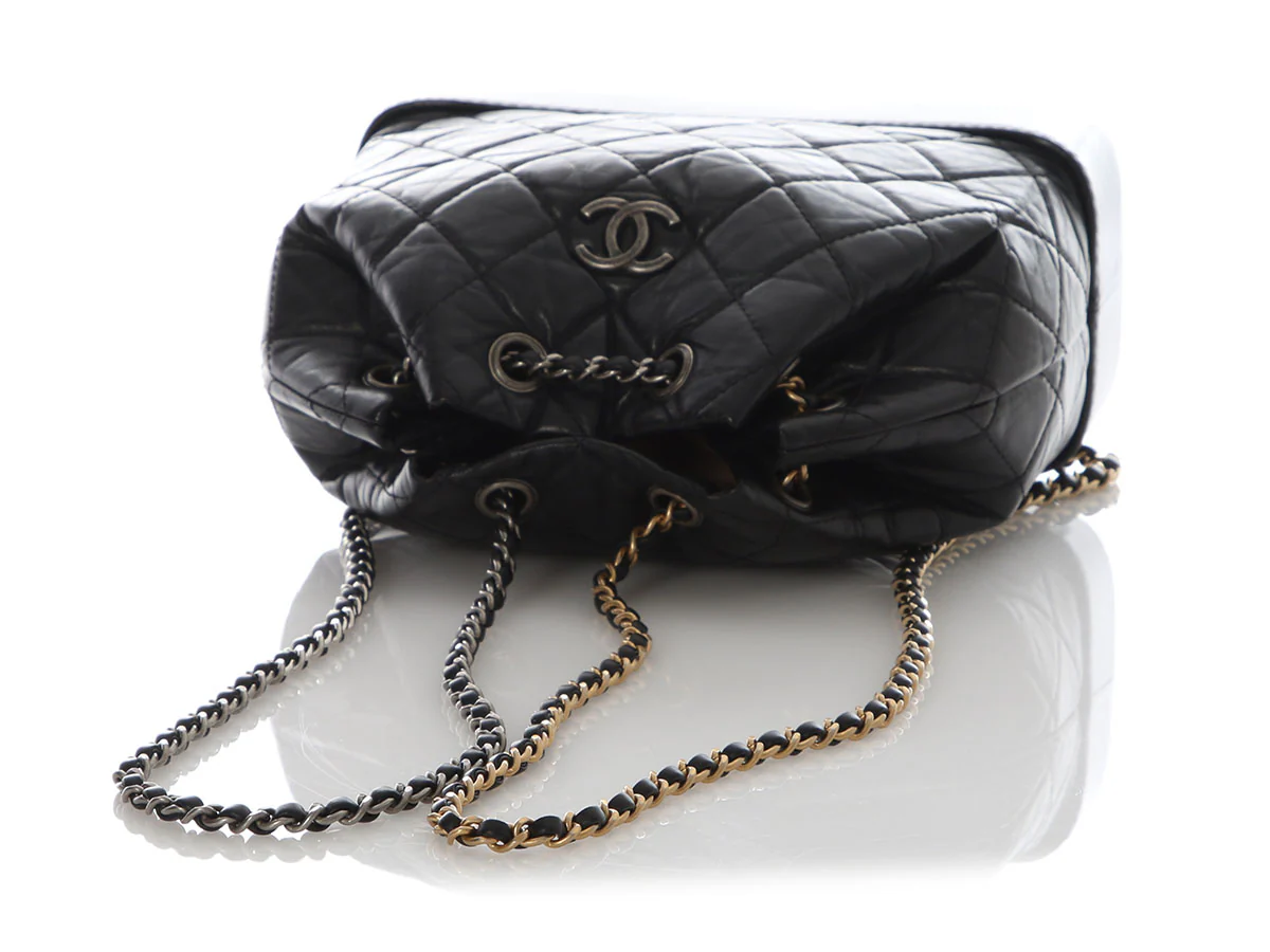 Chanel Small Black Part-Quilted Aged Calfskin Gabrielle Backpack - Image 8