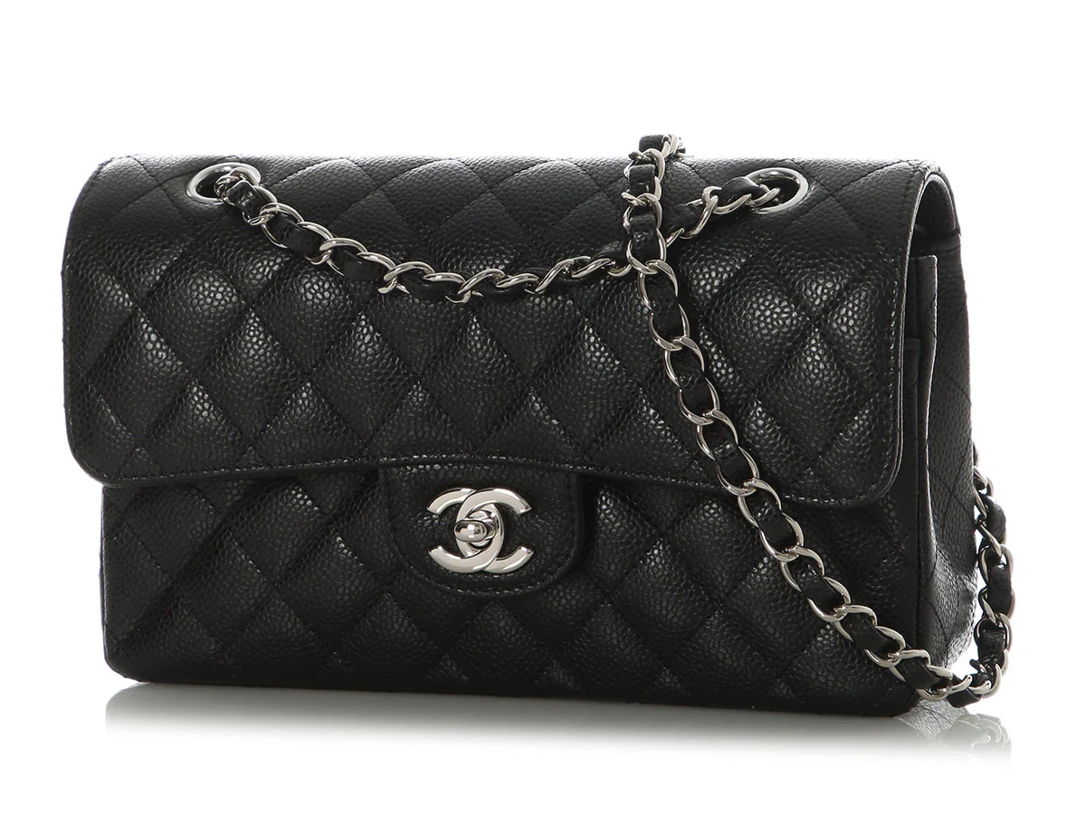 Chanel Small Black Quilted Caviar Classic Double Flap - Image 3