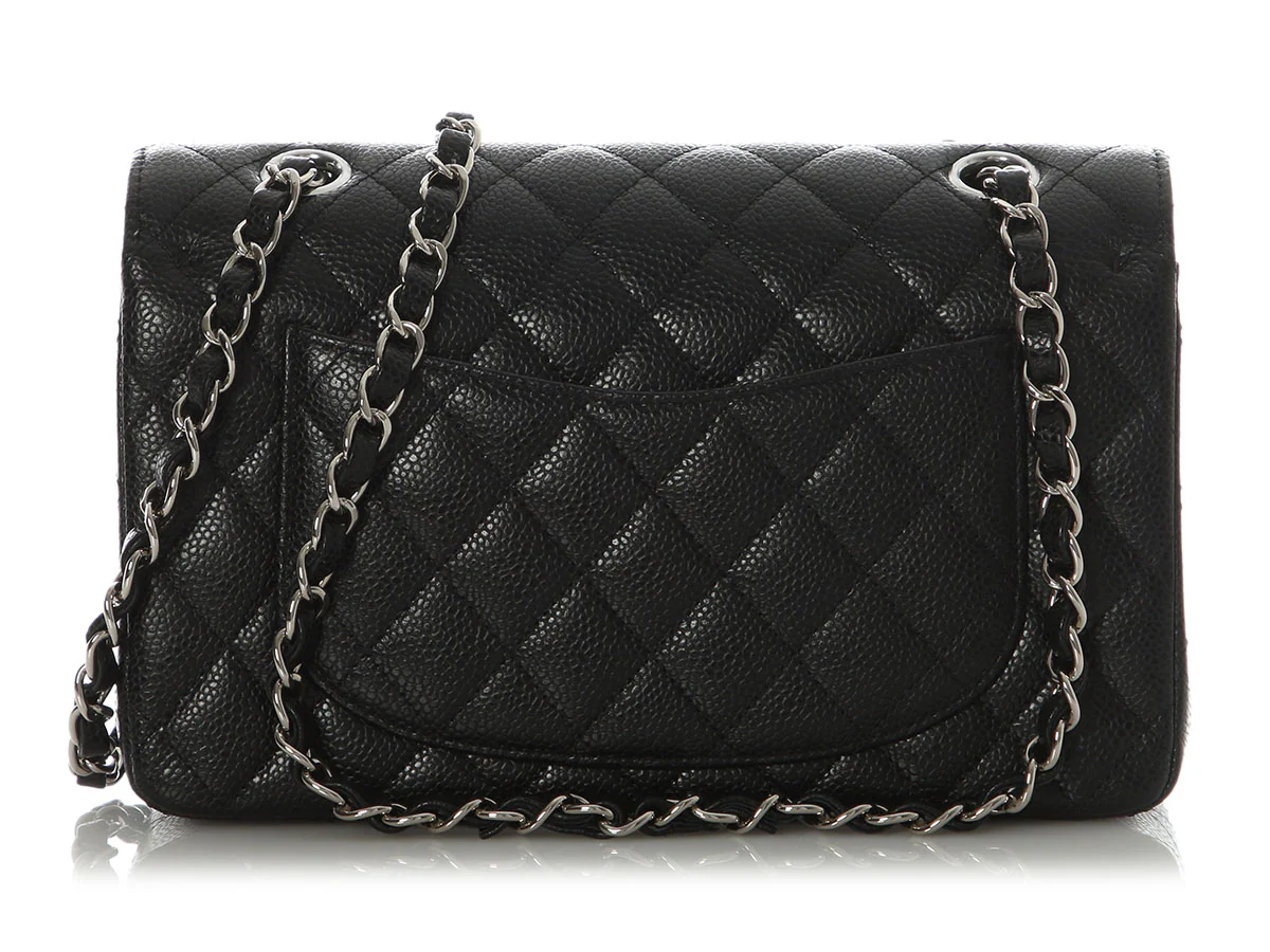 Chanel Small Black Quilted Caviar Classic Double Flap - Image 5