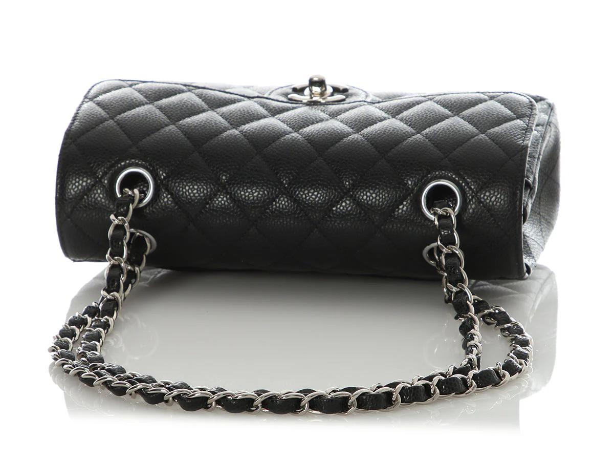 Chanel Small Black Quilted Caviar Classic Double Flap - Image 8