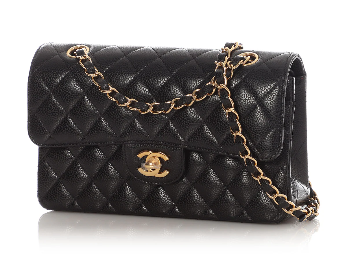 Chanel Small Black Quilted Caviar Classic Double Flap - Image 3