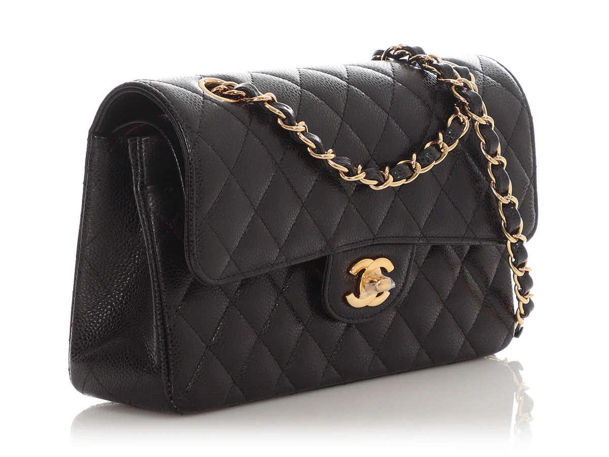 Chanel Small Black Quilted Caviar Classic Double Flap - Image 6