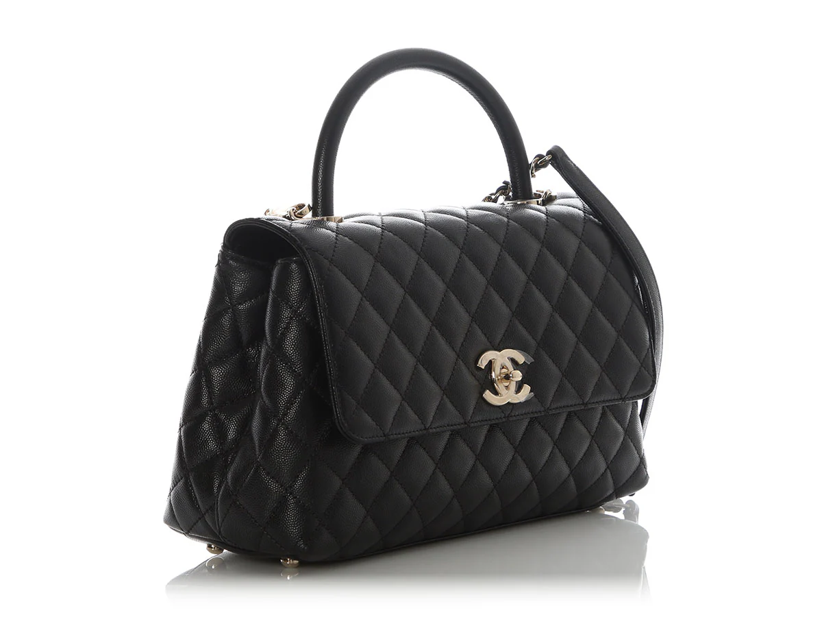 Chanel Small Black Quilted Caviar Coco Handle - Image 6