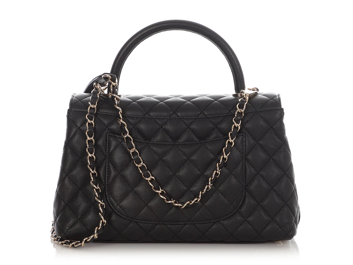 Chanel Small Black Quilted Caviar Coco Handle - Image 5