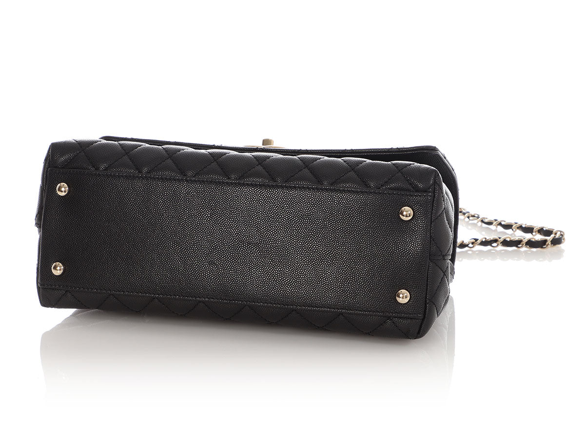 Chanel Small Black Quilted Caviar Coco Handle - Image 7
