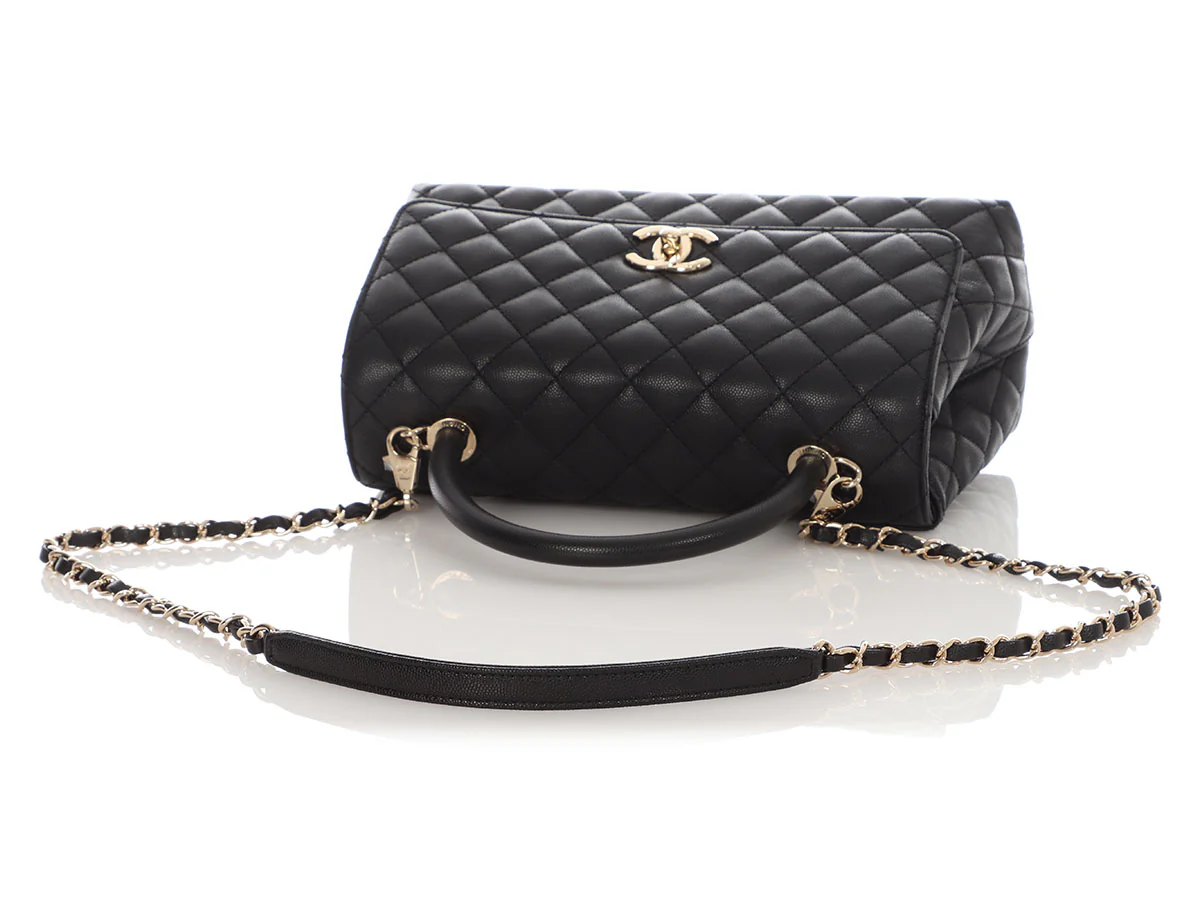 Chanel Small Black Quilted Caviar Coco Handle - Image 8