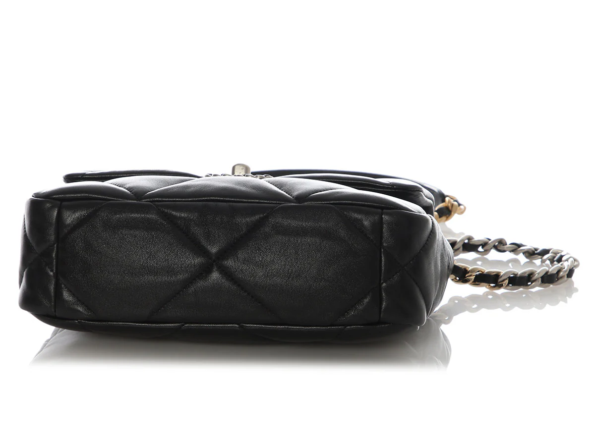 Chanel Small Black Quilted Shiny Lambskin 19 Flap - Image 8
