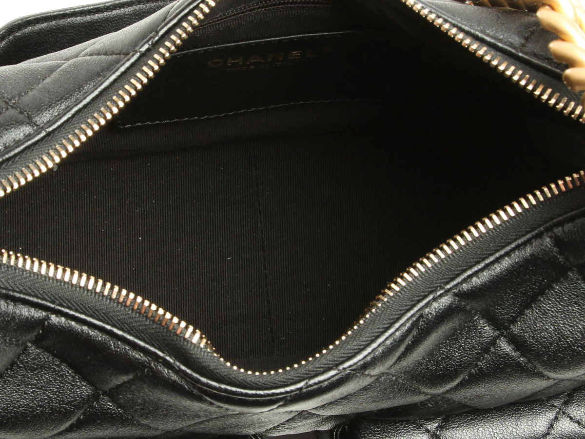 Chanel Small Black Quilted Shiny Lambskin Trendy Pockets Hobo - Image 9