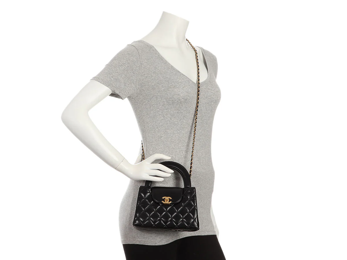 Chanel Small Black Shiny Quilted Calfskin Nano Kelly - Image 10