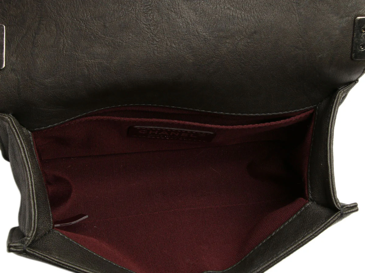 Chanel Small Dark Gray Studded Calfskin Boy Bag - Image 9