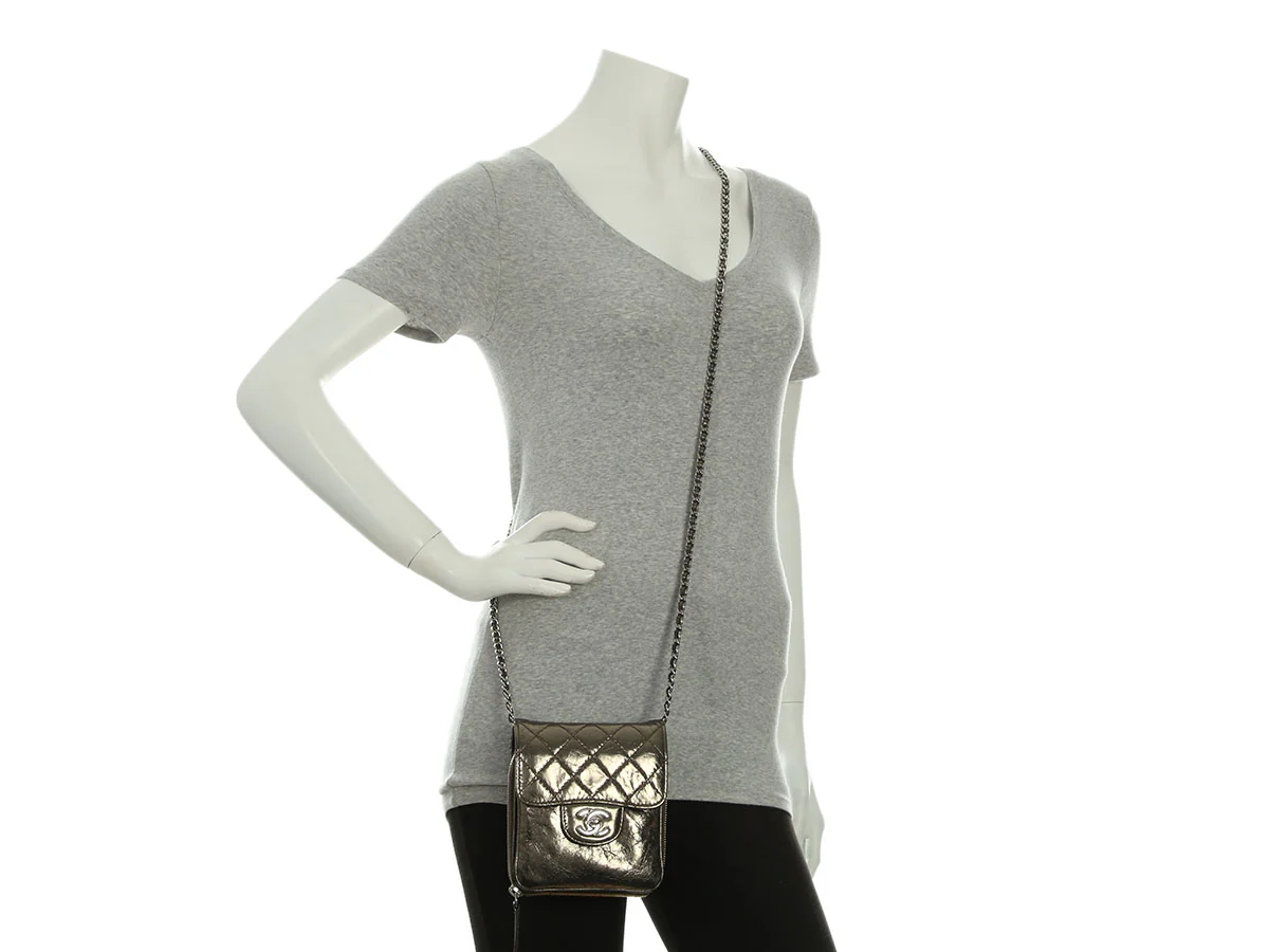 Chanel Small Part-Quilted Metallic Crossbody - Image 9