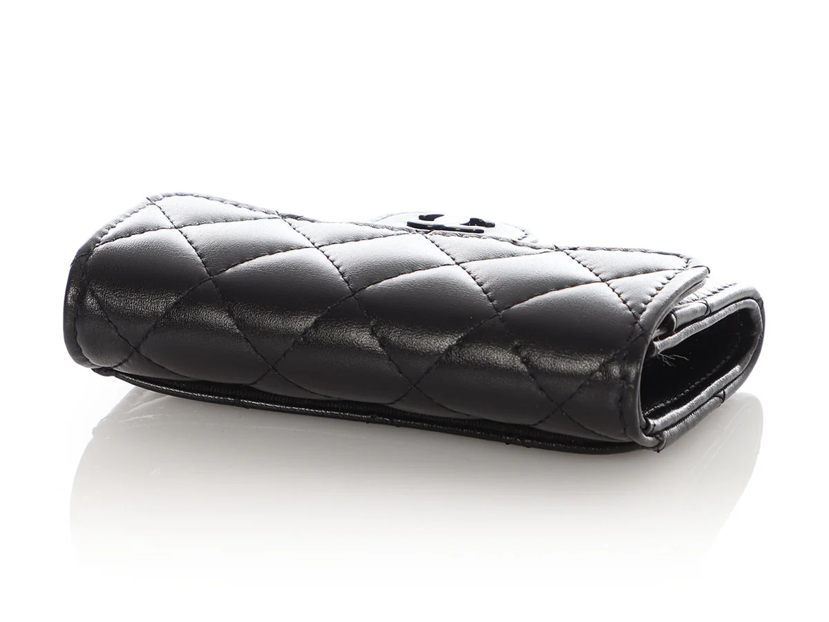 Chanel So Black Quilted Lambskin Flap Card Holder - Image 7