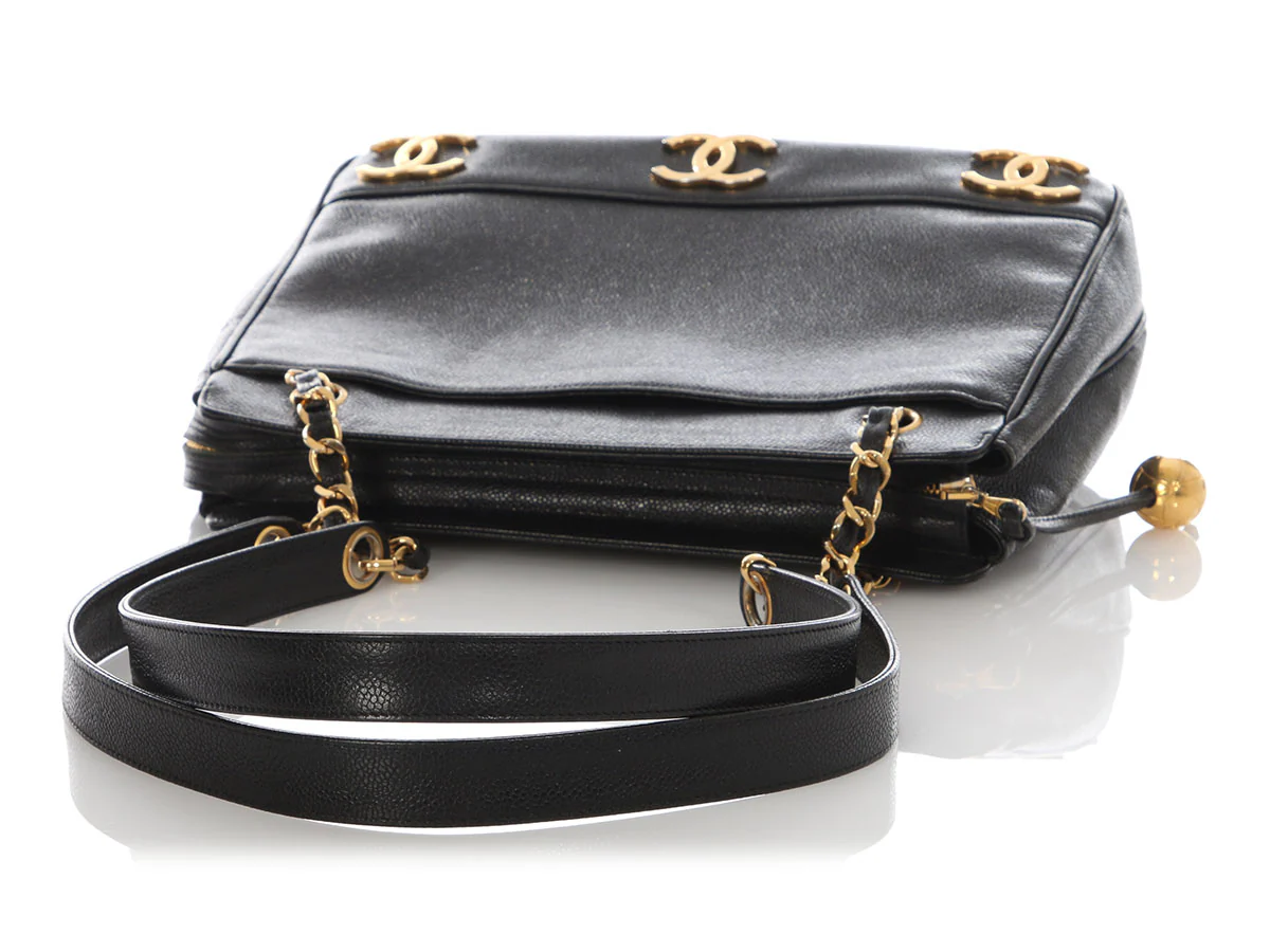 Chanel Vintage Black Caviar Triple CC Tote - Image 7