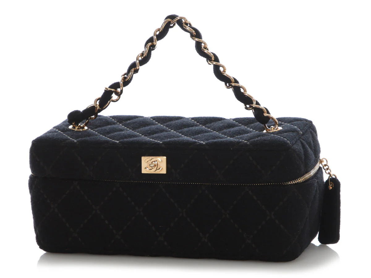 Chanel Vintage Black Jersey Vanity Case - Image 2