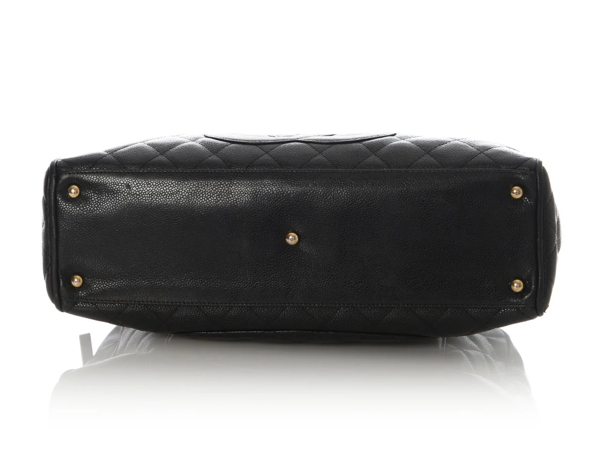 Chanel Vintage Black Quilted Caviar Bowler - Image 7