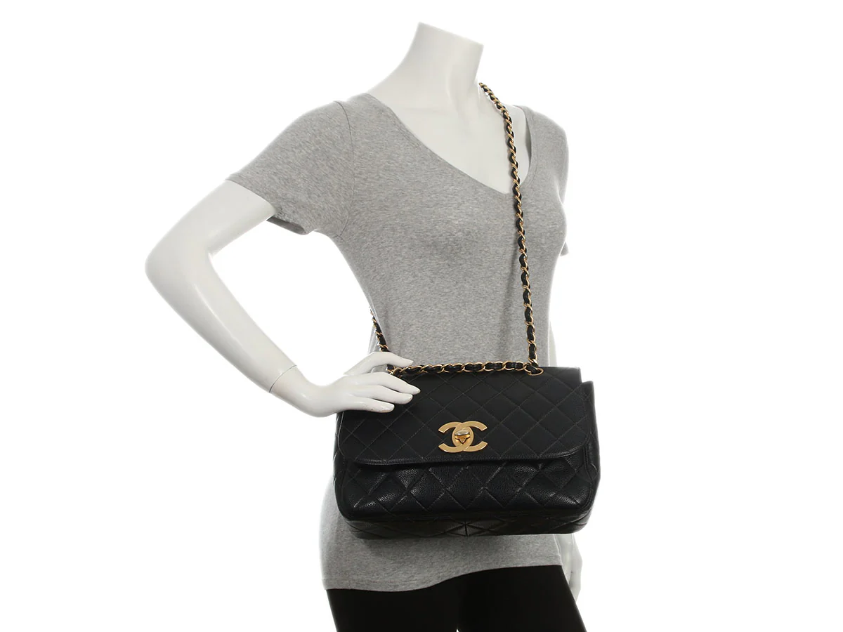 Chanel Vintage Black Quilted Caviar Flap - Image 10