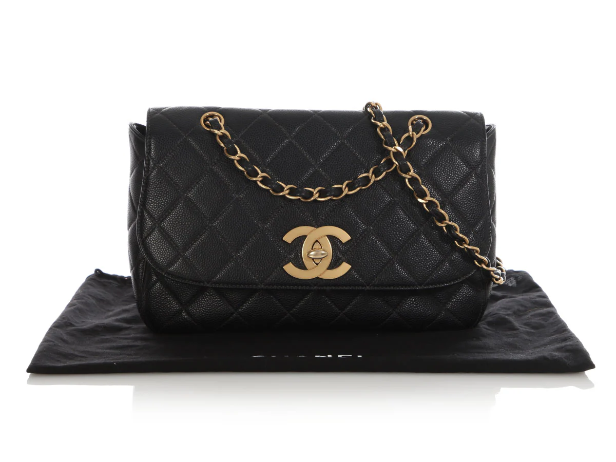 Chanel Vintage Black Quilted Caviar Flap - Image 2