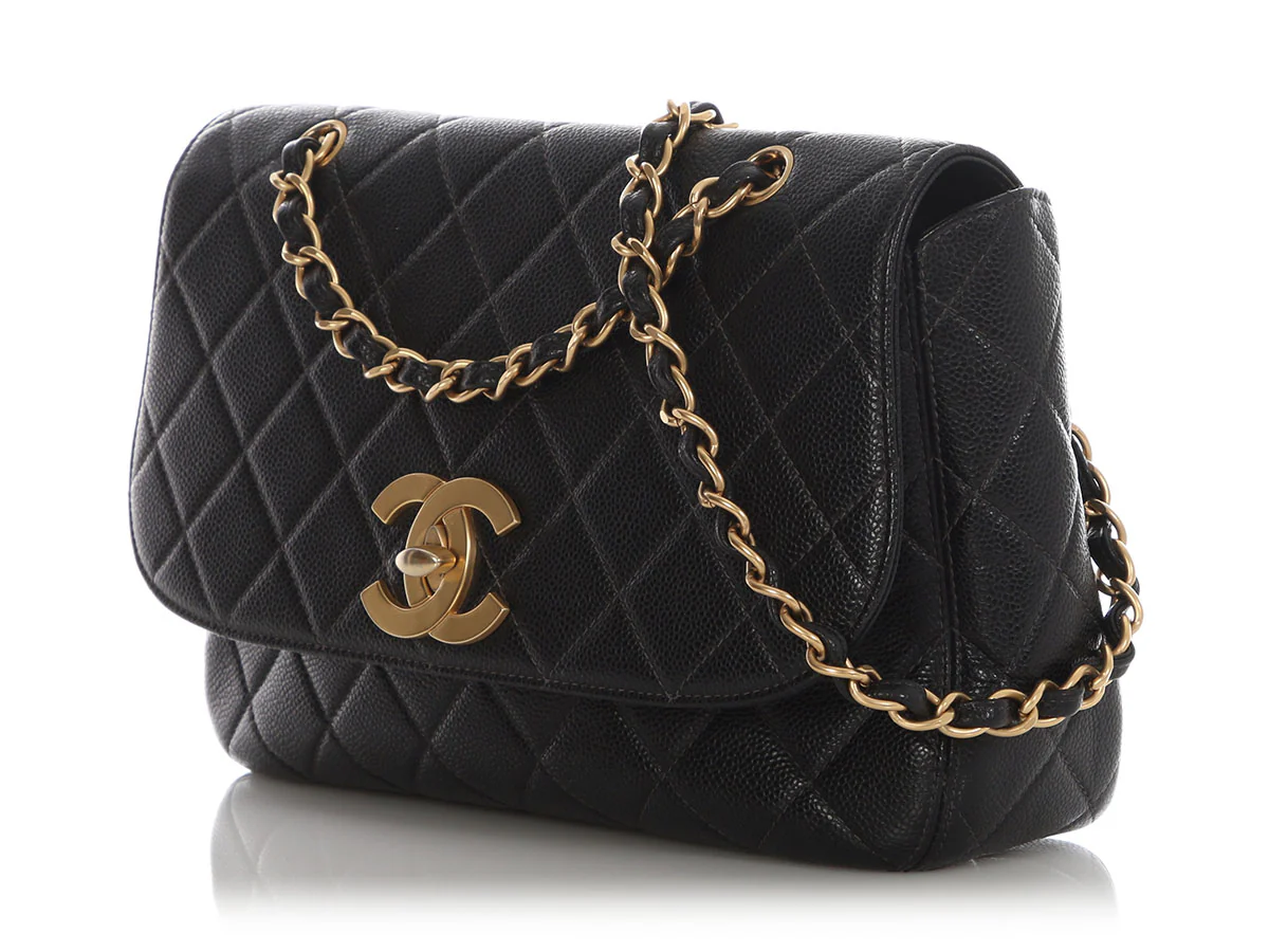Chanel Vintage Black Quilted Caviar Flap - Image 4
